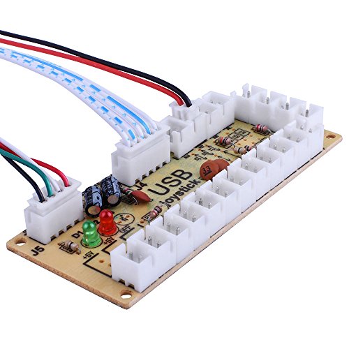 Quimat Arcade Joystick  Cero Retraso Joystick y Botones con USB Codificador Kit de Bricolaje PC para Mame Jamma y Juego de Lucha  Blanco  QR02