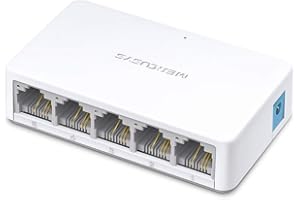 MERCUSYS MS105 5-portowy przełącznik sieciowy Ethernet 10/100 Mbit/s, złącze RJ-45 LAN Switch, Lug-und-Play, bezwentylatorowy spokój, automatyczna regulacja prędkości i duplex