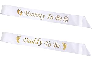IRYNA Mummy and Daddy To Be Sash Set - Baby Shower Party Supplies and Decoration for Gender Reveal