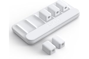 Anker Gestión de Cables, Soporte magnético para Cables, Soporte de Cables Multiusos de Escritorio, 5 Clips para Cables Lightning/USB C, Micro Cables, Otros Cables, se adhiere a Madera, mármol(blanco)