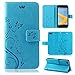 Produktbild betterfon | Flower Case Handytasche Schutzhülle Blumen Klapptasche Handyhülle Handy Schale für HTC One A9s Blau