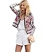 Produktbild VENMO Frauen Floral Printed Short Jacke Langarm Outwear Kurz Cardigan Strickjacke Langarm Top Schulterjacke Shrug Top Damen Elegante Büro Business Blazer Anzug Kurzjacke Strand Kimono (Drucken, M)