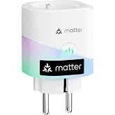 Meross Matter akıllı priz, elektrik t&uuml;ketimli Wi-Fi priz, balkon elektrik santrali i&ccedil;in, Apple HomeKit, Alexa ve Google ile &ccedil;