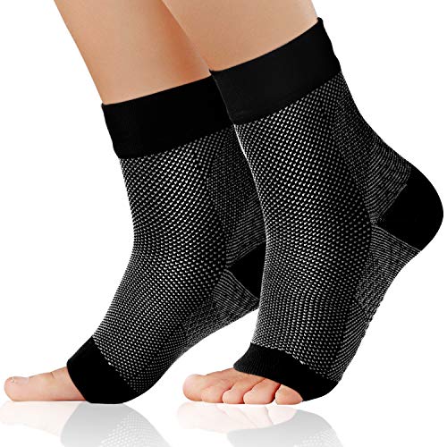 Lepfun SS154/SS155 Fasciite Plantaire Manchon de Compression pour Homme et Femme - Best Soulagement de la Douleur Thérapie Chaussettes - Spurs - Attelle Cheville Pied manches (L/XL,SS155 Black)