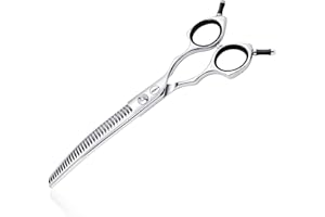 HASHIMOTO Gebogene Schere für Hundepflege, Katzen, gebogene Schere, 33 Zähne, 7,0 Zoll, 65% Ausdünnungsrate, geringes Gewicht. Speziell für Haustierfriseure oder Familien-Heimwerker.