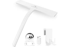 Osznmmg Silicona rasqueta limpiacristales Ducha,Escobilla de Ducha Limpiador de Silicona Negra,23 cm - sin taladrar ni Pegar - Silicona y Acero Inoxidable,Rasquetas Limpia Cristales