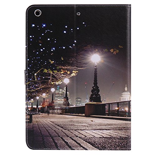 iPad Air Hülle, DEENOR Bunt Painting und Stilvoll Brieftasche Tasche PU Leder Flip Protective Stand Tasche Schutzhülle Hülle für Apple iPad Air iPad 5 Generation.[Night Street] - 3