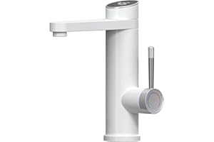ESIP Rubinetto per lavabo,3000W scaldabagno istantaneo integrato,120° Girevole miscelatore lavabo bagno Bianco,IPX4 impermeabile scalda acqua elettrico istantaneo,Rubinetto Bagno Lavabo