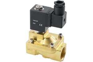 FS FITTINGSTORE Fittingstore - Magnetventil Stromlos geschlossen aus Messing für Druckluft, Wasser, neutrale Gase (24 V= - G 1/2")