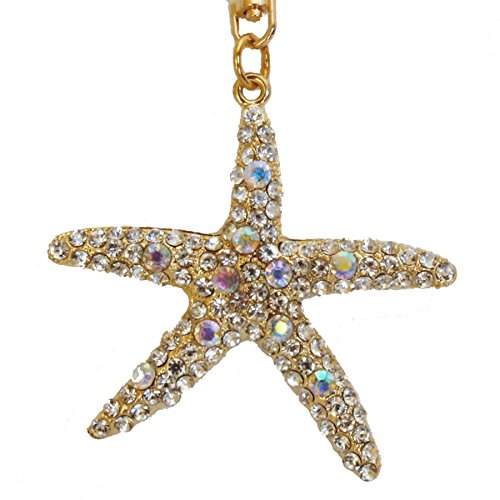 Preisvergleich Produktbild Utrendo Schlüsselanhänger Glücksbringer Seestern mit Glitzersteinen