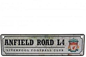 Placa de metal del Liverpool FC para colgar en la pared, estilo retro, con la leyenda "Anfield RD L4".