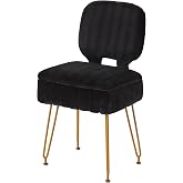 IBUYKE Vanity Stool, Folding Makeup Chair, Black WBD030B | Rectangular Small 15.75" x 11.81" x 29.13" Velvet Cute Tavern Otto