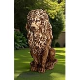 Dekoratif 53 cm Kahverengi Aslan Heykeli Ev Balkon Bah&ccedil;e Dekorasyon Biblo Heykel