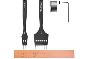 WUTA Abnehmbarer Kreis Leder Locher Schnürung Nähte Professionelles Arbeiten Handwerkzeug Kit Runde Locher Handwerk Meißel Schneiden Kits 2. Generation 5 mm (2+6)