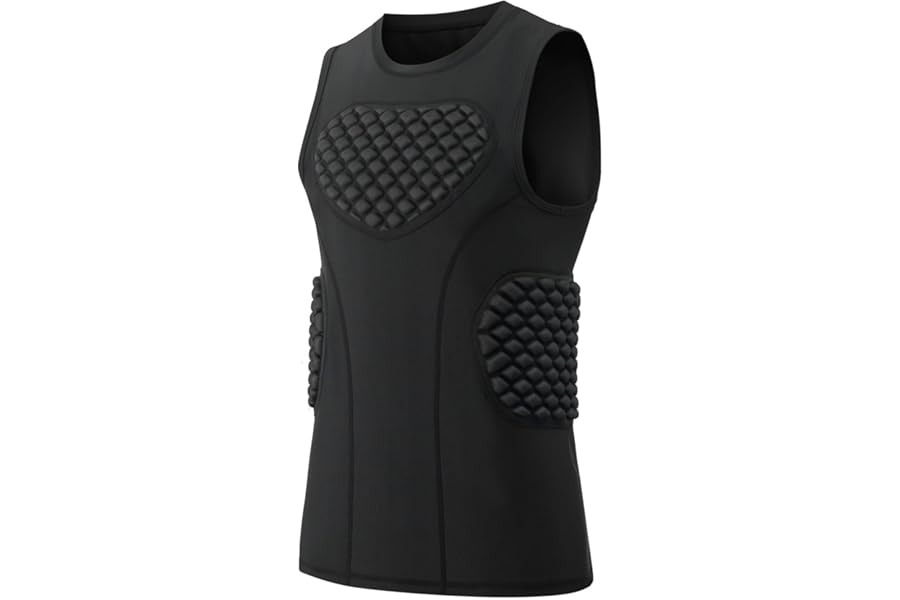 Topeter Baseball Chest Protector, Football Padded Compression Shirt w/ Heart Sternum Rib Guard for Softball, Rugby