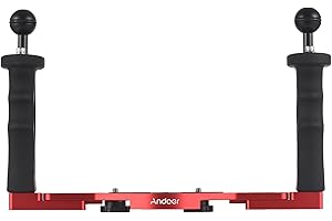 Andoer Plateforme de plongée avec double poignée - Stabilisateur de plateau sous-marin réglable pour GoPro, Canon, Sony, Nikon et DSLR - Support de boîtier de plongée