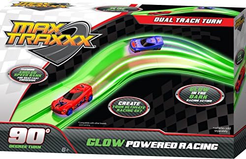 Max Traxx Dual Racing Track Set Glow in Dark 90 Degree Turn #08334