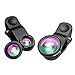 Produktbild VicTsing Clip-On 180° Fisheye Fischaugen-Objektiv + Weitwinkelobjektiv + Micro-Objektiv 3-in-1 Kamera Lens Kit für iPhone 6 6 Plus 5 5C 5S 4S 4 3GS iPad Sony Xperia HTC Handys - Schwarz ( Weitwinkelobjektiv und Makroobjektiv sind miteinander verbunden )