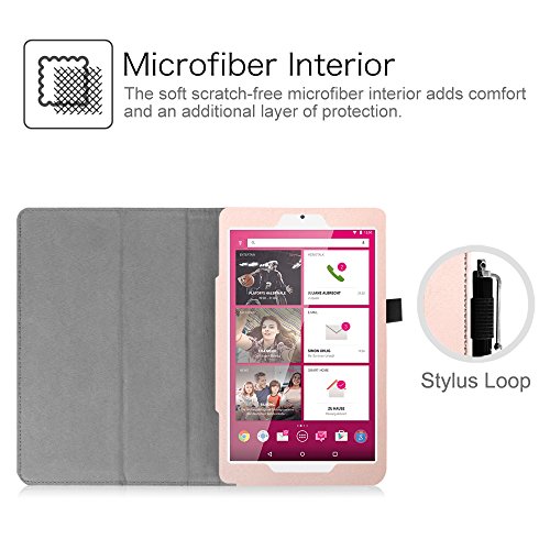 Telekom Tablet Puls Hülle – Fintie Premium Kunstleder Folio Schutzhülle Tasche Etui mit Standfunktion für Telekom Puls 8 Zoll Tablet, Roségold - 2