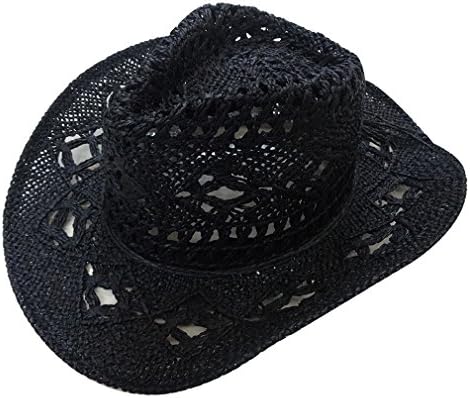 Antique Future Men and Women Straw Cowboy Hat (Black)