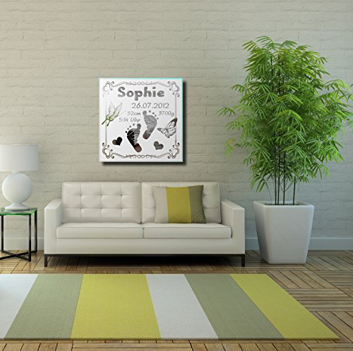 Motivspiegel Geburt 5 Spiegel mit Gravur Geschenk zur Geburt Wandbild Dekoration (30x30cm) - 7