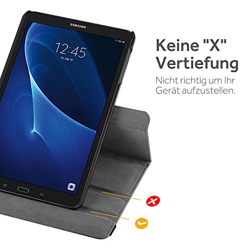EasyAcc Samsung Galaxy Tab A 10.1 Hülle 360 Grad Drehung Schutzhülle Flip Case Book Cover lederhülle für Samsung Tab A 10.1 2016 T580N/ T585N mit Standfunktion / Auto Sleep – PU Leder, Schwarz, Protector (Schwarz – 360 Grad Drehung) - 5