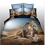 3D du désert Lion 4 pcs Ensemble de Linge de lit imprimé Home Textile Doudou Housse de Couette pour lit Double