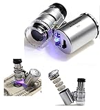  Mini Microscopio Monoculo con Luz Led y Lupa con luz UV para Deteccion de Billetes Falsos Filatelia Joyas 2150