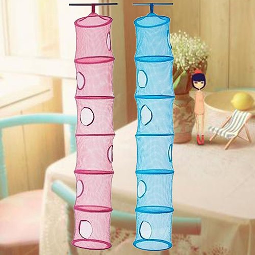 Bluelans® Mesh-hängender Speicher-Korb, 6 Tier zusammenklappbare Network hängend Aufbewahrungstasche für Spielzeug, kleine Kleidung usw. (Blue) - 3