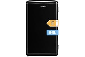 Comfee' RCD93BL2EURT(E) Refrigerador Bajo Encimera, 93L, Refrigerador Retro Independiente con Compartimento Enfriador, Termostatos Ajustables, Luz LED, Negro