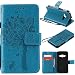 Produktbild Für Samsung Galaxy Xcover 3 SM-G388F Hülle, SMART LEGEND Drucken Baum Muster Premium PU Leder Handschlaufe Lederhülle Schutzhülle Bookstyle Folio Handyhülle Flip Cover Schale Mappen Tasche Brieftasche Bumper mit Kartenfächer und Standfunktion Magnetverschluss Anti-Scratch Handycover - Blau