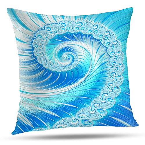 Batmerry Winter Pillow Covers 18x18 Inch, Abstract Swirl Pattern Blue Turquoise White Double Sided Decorative Pillows Cases Throw Pillows Covers