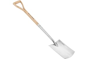 Berry&Bird Edelstahl Grabspaten, Gartenrandspaten, traditionelle Schaufel im englischen Stil mit glattem D-Griff, Großer:110cm