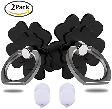 Phone Ring holder &amp; Stand 2 Pieces,Metal Finger Grip Stand Holder Ring,Car Mount Phone Ring Grip for iPhone 6s plus/ 7 plus, Samsung Galaxy S7 edge Smartphone Ring stent Tablet (Black flower)