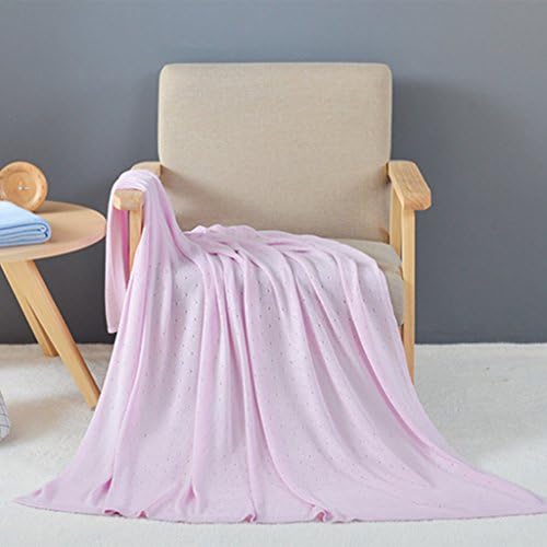 Blanket Throw Bamboo fiber hollow solid color adult blanket comfortable and soft 110*125cm ( Color : Pink )
