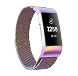 Altsommer für Fitbit Charge 3 Armband Mesh Milanese Edelstahlarmband,Edelstahl-Drahtgewebe mitSchnellverschluss Uhrenarmband,Sports Watch Band mit 210 mm Länge für Damen,Herren (Multicolor)