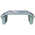 Rio Candy Hobby Desk Lap Tray Table With 3 Compartments Bed Tray Sofa Tray For Home Work, Portable Table with Side Pockets for Coloring Books, Tablets, Toys, Reading, Snacks, Plastic, Blue, TD-6122