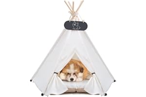 Whiwhi Tienda de Campaña para Mascotas Casas para Mascotas con Almohada Gruesa Y Tabla Perrera Portátil y Perrera para Gatos Extraíble y Lavable 50x50x60cm