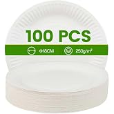 UYYUHDRV 100 White Paper Plates &ndash; 18 cm/7 Inch Cardboard Plates for Parties, Barbecues and Events, Elegant and Durable, Thick