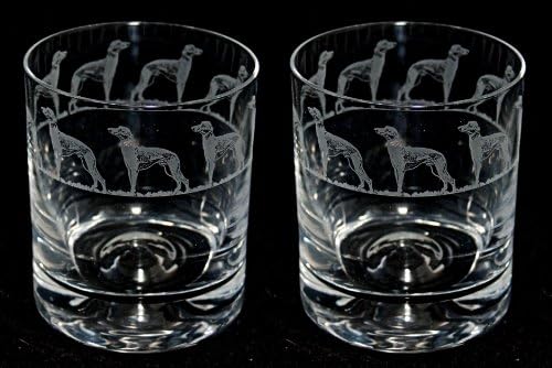 Greyhound Frieze Whisky Tumblers (pair of glass whisky tumblers) Dog Gift