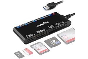 ROCKETEK Lector de tarjetas USB 3.0, 7 en 1 SD/TF/CF/MS/XD/Micro SD lector de tarjetas de memoria con USB 3.0 (5 Gbps) súper velocidad, compatible con Windows/Linux/Mac OS/Vista