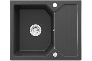 ‎BERGSTRÖM Bergström Spülbecken "ROX", Schwarz, 59 x 50 cm mit Trockenplatz