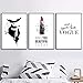 Produktbild XWArtpic Abstrakte Vogue Mädchen Frau Lippenstift Zitate Wandkunst Leinwand Malerei Nordic Poster Und Drucke Wandbilder Für Wohnzimmer Decor E 60 * 100 cm