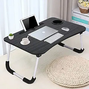 Ardith Multi-Purpose Laptop Desk for Study and Reading with Foldable Non-Slip Legs Reading Table Tray, Laptop Table, Laptop Stands, Laptop Desk, Foldable Study Laptop Table, Study Table (New Black-1)