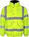 Produktbild Warnschutzjacke Herren Hi Vis Bomberjacke, gefüttert, Warm, für Winter Jacken mit versteckter Kapuze, alle Größen S bis 6XL