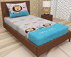 Hut Glace Cotton Heavy Quality Kids Design Single Bedsheet with 1 Pillow Cover AH-GC-SBS-23