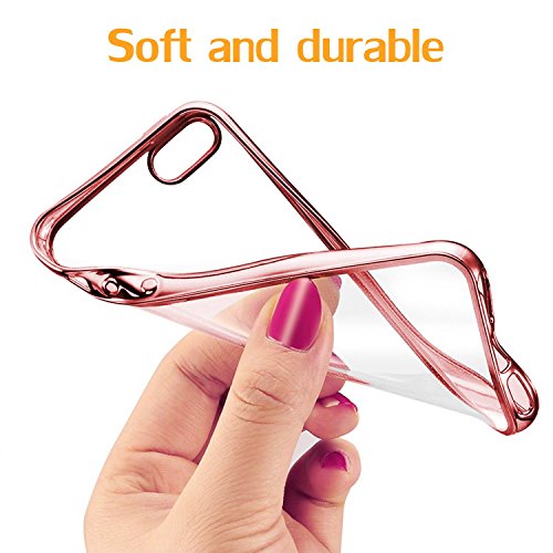 iPhone SE Case,SplaksÂ® [Rose Gold] Extra Shock-Absorb Clear back panel+ Rose Gold Metal Plating Frame ,Extreme Lightweight Soft Flexible Silicone Rubber Anti-Scratch Protective Case For iPhone SE/5 SE/5/5S-Rose Gold