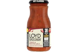 Loyd Grossman Italian Tomato & Roasted Garlic Sauce – Rich Tomato & Sweet Garlic Fusion, Classic Italian Flavour, 350 g Jar (Pack of 1)