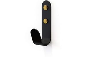 The Hairpin Leg Co. [HLC] Metal J Wall Hook. Chunky Modern Playful Coat Hook - Black/Brass