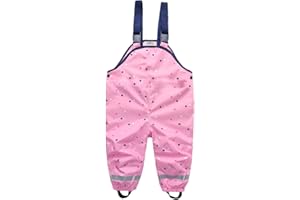 DAWILS Kids Rain Trousers Unisex Waterproof Over Trousers Childrens Mud Rain Bib Pants Boys and Girls Rainwear for Outdoor Play
